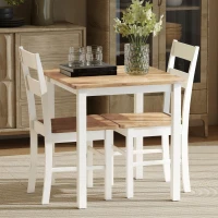 HOMCOM Eettafel van rubberhout, voor maximaal 4 personen, antislip pads, natuurlijk hout(m-9)