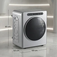 HOMCOM 5kg Ablufttrockner, 1000W Kompakter freistehender Frontlader-Wäschetrockner mit Edelstahltrommel, Timer, Silber(m-3)