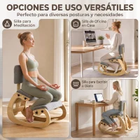 HOMCOM Silla de Rodillas Ergonómica con Respaldo Apoyo para Rodillas y Tapizado de Pana Gris(m-8)