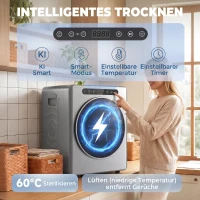 HOMCOM 5kg Ablufttrockner, 1000W Kompakter freistehender Frontlader-Wäschetrockner mit Edelstahltrommel, Timer, Silber(m-4)