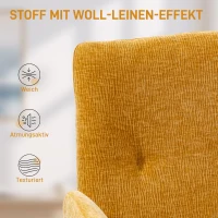 HOMCOM Gestoffeerde fauteuil, accentfauteuil, modern design, draaibaar, tot 120 kg, geel(m-6)