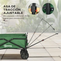 Outsunny Carro Plegable Carretilla de Transporte con Mango Ajustable Rueda Universal Freno para Jardín Camping Marco Acero Carga 40 kg 83x50x69-99 cm(m-5)