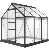Outsunny Gewächshaus Aluminium 3,65m² 190x192x201cm mit Fundament Dachfenster Schiebetür 4 mm Platten, UV-beständig(m-11)