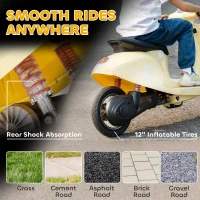 AIYAPLAY 24V Kids Electric Motorbike, Ride on Motorcycle with Manual Throttle, Brakes and LED Lights for Ages 8-12 Years, Beige(m-6)
