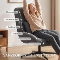 HOMCOM Draaibare Accentstoel, Chenille Gestoffeerde Fauteuil met Lendenkussen, Hoge Rugleuning, Diepe Zitting, Donkergrijs(m-8)