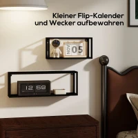 HOMCOM 2-delige set wandplanken, 15 kg draagvermogen, voor wandmontage, staal, zwart(m-7)