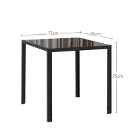 HOMCOM Vierkante Eettafel voor 4 Personen, Tafelblad van Gehard Glas, voor Keuken en Eetkamer, 75 x 75 x 75 cm, Zwart(m-3)