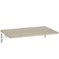HOMCOM Wandklaptafel, 60x40 cm Klaptafel, Ruimtebesparend Zwevend Bureau met afgeronde hoeken, voor Homeoffice, Woonkamer, Slaapkamer, Keuken, Eiken(m-1)