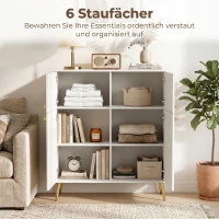 HOMCOM Modernes Sideboard, 105,4 cm Buffet mit Metallfüßen, für Esszimmer & Küche, Cremeweiß(m-4)