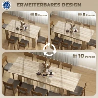 HOMCOM Uitschuifbare Eettafel, uitbreidbaar van 180 naar 260 cm, voor 6-10 personen, Hout(m-4)