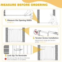 PawHut Barrière de Sécurité pour Chiens et Bébés 76 à 88 cm avec Extension, Fixation par Pression sans Perçage, 76 à 88 cm, Blanc(m-9)