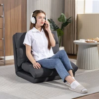 HOMCOM Sitzsack mit Bettfunktion, neigbare Lehne, klappbar, bis 120kg, 70 x 72 x 56 cm, Dunkelgrau(m-2)