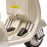AIYAPLAY Moto Électrique Enfants sous Licence VESPA 6V 2 Places, Vitesse 3-5 Km/h, Démarrage Progressif, Crème(m-13)