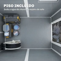 Outsunny Abrigo de Jardim Exterior 2,1 m² 131x186x198 cm Abrigo de Jardim Exterior com Piso Janela Porta com Fechadura Cinzento(m-4)