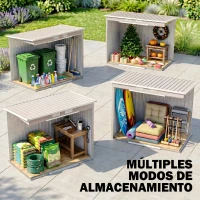 Outsunny Cobertizo de Jardín Exterior 2,42 m² 213x130x172 cm con Puerta Corredera Techo Inclinado Base y 2 Ventanas Gris Claro(m-9)