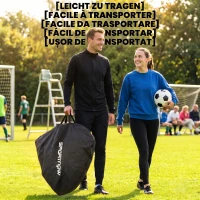 SPORTNOW Baliza de Futebol Pop-Up Dobrável com Rede Portátil, Saco de Transporte, 4 Estacas em U e Varetas de Fibra de Vidro(m-6)