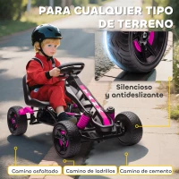 AIYAPLAY Kart Pedales para Niños de +3 Años con Embrague Automático Freno Ruedas Antideslizantes de EVA y Marco Metálico Rosa(m-6)