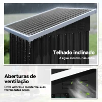 Outsunny Abrigo Exterior Metálico 107,5x91x185 cm Abrigo de Jardim com Teto Inclinado Porta com Trinco Ventilação e Luvas Cinza Escuro(m-5)