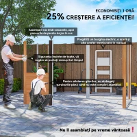 Outsunny Magazie de Grădină din Oțel cu Efect Lemn și Uși Duble Culisante, 278x195x215 cm, Maro(m-4)