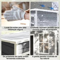 Outsunny Abrigo de Jardim 1,14 m² 151x92x193 cm Abrigo de Exterior Metálico com Chão Porta de Correr Janela e Teto Inclinado Cinzento(m-7)