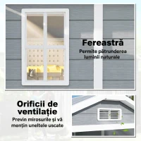 Outsunny Abrigo de Jardim Exterior 2,1 m² 131x186x198 cm Abrigo de Jardim Exterior com Piso Janela Porta com Fechadura Cinzento(m-5)