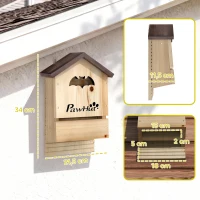 PawHut Set de 3 Casas para Murciélagos Cajas de Madera para Exterior Jardín Huerto o Granja Fácil de Montaje Natural(m-3)