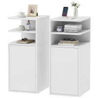 HOMCOM Juego de 2 Mesillas de Noche Dormitorio con Puerta Compartimentos Abiertos para Espacios Reducidos 25x30x60 cm Blanco(m-11)