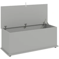 HOMCOM Coffre de rangement, banc de rangement avec couvercle rabattable et charnières de sécurité, 100 x 40 x 40 cm, gris(m-1)