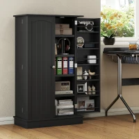 HOMCOM Armario Despensa Cocina con 2 Puertas y 16 Estantes Alacena Moderna con Estantes Ajustables 60x30x104cm Negro(m-8)