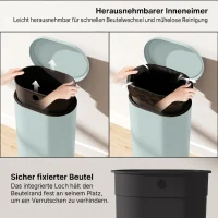 HOMCOM Mülleimer Küche 30 Liter Treteimer mit Soft-Close-Deckel, Pedal aus Metall, Grün, 36,5 X 31 x 61 cm(m-7)