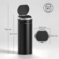 HOMCOM 50 L Sensor Mülleimer, Automatischer Abfalleimer, Rostfreier Kücheneimer mit Infrarotsensor, für Küche, Esszimmer(m-3)