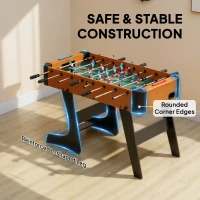 SPORTNOW Baby-foot pliable en bois table de babyfoot pliable sur pied avec 2 balles 22 joueurs, 118 x 107,5 x 78 cm, marron(m-8)