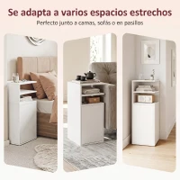 HOMCOM Juego de 2 Mesillas de Noche Dormitorio con Puerta Compartimentos Abiertos para Espacios Reducidos 25x30x60 cm Blanco(m-7)