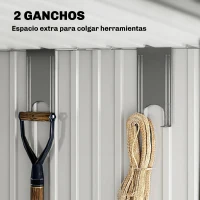 Outsunny Caseta de Jardín 195x122x181,5 cm con Puerta Corredera 2 Ventanas y Anti-UV para Almacenar Herramientas Gris Oscuro(m-4)