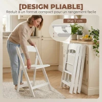 HOMCOM Lot de 4 chaises pliantes en résine et PU, chaises pliantes portables pour intérieur et extérieur, 45x44x78cm, blanc(m-6)