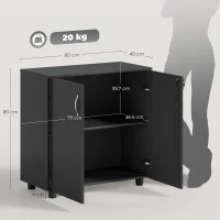 Vinsetto Mobile Ufficio Portadocumenti Multiuso con Serratura, 2 Ante e Mensola Interna, 80x40x80 cm, Nero(m-3)