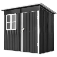 Outsunny Caseta de Jardín 221x133x190 cm Cobertizo de Exterior Metálico para Almacenamiento de Herramientas Gris Oscuro(m-11)