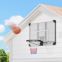 SPORTNOW Tabela de Basquetebol de Parede com Aro, Rede e Estrutura em Aço para Exterior, 113x61x73 cm, Branco e Preto(m-9)