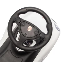 AIYAPLAY Voiture porteur pour enfant Porsche sous licence, véhicule à pousser avec klaxon lumières et bruitage de démarrage, blanc(m-9)