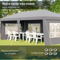 Outsunny Tonnelle pop-up pliante - tente de réception - 3 x 6 m 3 cotés démontables gris(m-5)
