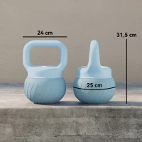SPORTNOW Pesa Rusa 10 kg Kettlebell Relleno de Arena Metálica y Mango Antideslizante para Entrenamiento 25x25x31,5 cm Azul Claro(m-3)