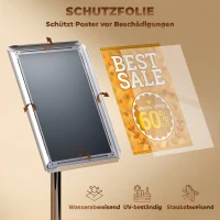 HOMCOM Infoständer DIN A3 Höhenverstellbar Plakatständer Bodenstehend mit Robuster Standfuß für Horizontal & Vertikal(m-6)