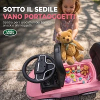 AIYAPLAY Macchina Cavalcabile Licenza Land Rover con Maniglia e Barriera, in PP e Acciaio, 84x40x94.5 cm, Rosa(m-5)