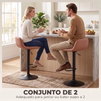 HOMCOM Conjunto de 2 Bancos Altos de Cozinha Giratórios 360° Ajustáveis em Altura com Apoio para os Pés em Pele Sintética(m-4)