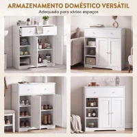 HOMCOM Armário de Casa de Banho Estreito com Gaveta 2 Portas e 3 Prateleiras Abertas 80x30x80,2 cm Branco Texturado(m-7)