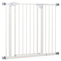 PawHut Cancelletto per Cani Estensibile con Montaggio a Pressione e Chiusura Automatica Altezza 76.2cm, Bianco(m-9)