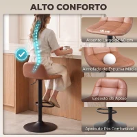 HOMCOM Conjunto de 2 Bancos Altos de Cozinha Giratórios 360° Ajustáveis em Altura com Apoio para os Pés em Pele Sintética(m-6)