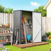 Outsunny Cobertizo de Jardín Exterior 1,34 m² 161,5x94,5x196 cm con Puerta y Cerradura para Almacenamiento de Herramientas Negro(m-2)
