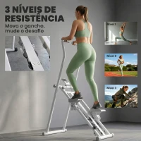 SPORTNOW Stepper de Escada Dobrável para Casa com 3 Níveis de Resistência, Guiador Ajustável, Monitor LCD e Suporte para Telemóvel(m-4)