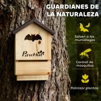 PawHut Set de 3 Casas para Murciélagos Cajas de Madera para Exterior Jardín Huerto o Granja Fácil de Montaje Natural(m-6)